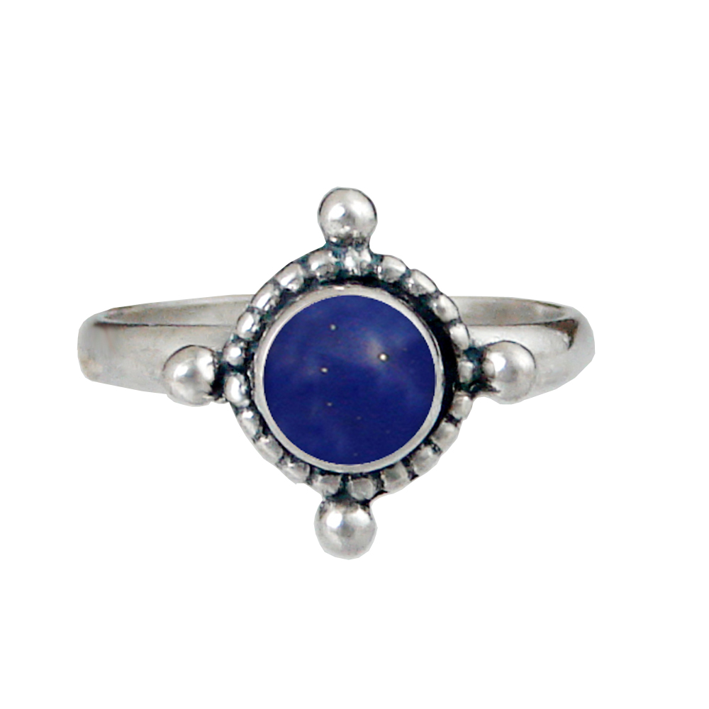 Sterling Silver Dainty Gemstone Ring With Lapis Lazuli Size 7